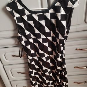 Sequin short black & white evening dress